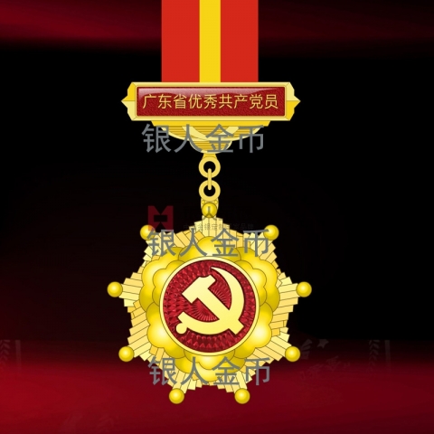 廣東省委組織部兩優(yōu)一先優(yōu)秀共產(chǎn)黨員紀(jì)念章獎牌獎?wù)伦C書