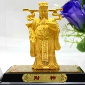千足鑄金財(cái)神金銀擺件，絨沙金純金財(cái)神像擺件定制