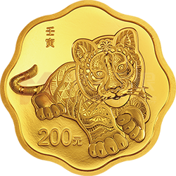 2022中國壬寅（虎）年金銀紀念幣15克梅花形金質(zhì)紀念幣